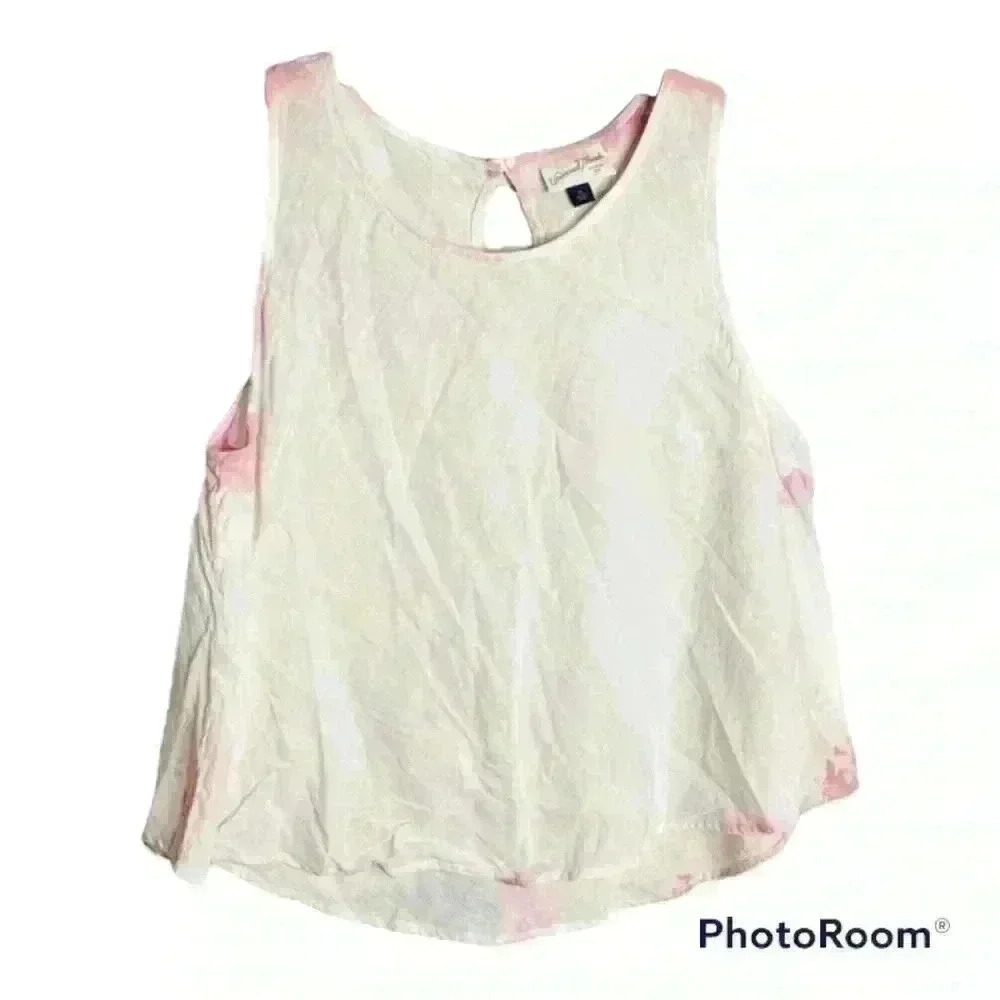 Universal Thread Cotton Keyhole Back Tank Top Bleached Plaid - Picture 1 of 7
